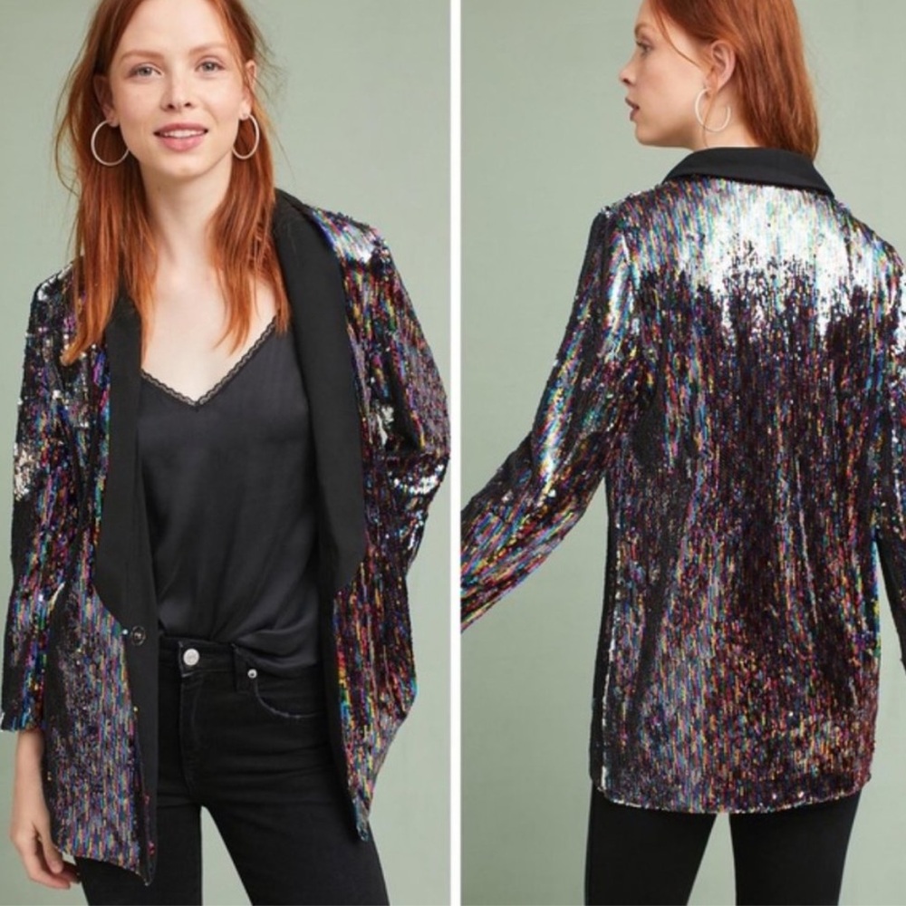 Cartonnier Anthropologie Reversible Sequin Blazer Jacket
